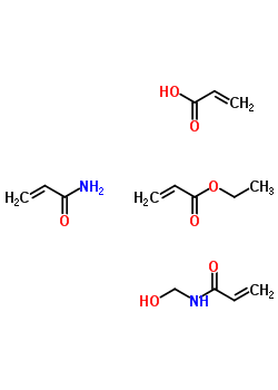 2-丙烯酸与 2-丙烯酸乙酯, N-(羟基甲基)-2-丙烯酰胺和 2-丙烯酰胺聚合物结构式_57863-50-0结构式