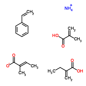 2-甲基-2-丙烯酸与苯乙烯, 2-丙烯酸乙酯和 2-甲基-2-丙烯酸甲酯聚合物铵盐结构式_58441-58-0结构式