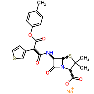 6alpha-[[(R)-3-(4-甲基苯氧基)-1,3-二氧代-2-(3-噻吩基)丙基]氨基]青霉烷酸钠盐结构式_59070-06-3结构式