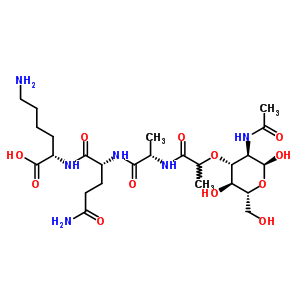 N-乙酰基胞壁酰-丙氨酰-异谷氨酰胺酰-赖氨酸结构式_59275-09-1结构式