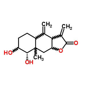 (3aR,4aα,9aα)-3a,4,4a,5,6,7,8,8a,9,9a-十氢-7α,8β-二羟基-8aβ-甲基-3,5-双(亚甲基)萘并[2,3-b]呋喃-2(3H)-酮结构式_5956-43-4结构式