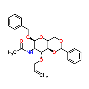 2-乙酰氨基-3-邻烯丙基-4,6-O-亚苄基-2-脱氧-α-D-吡喃葡萄糖苷苄酯结构式_60920-72-1结构式