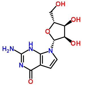 2-氨基-1,7-二氢-7-beta-D-呋喃核糖基-4H-吡咯并[2,3-d]嘧啶-4-酮结构式_62160-23-0结构式