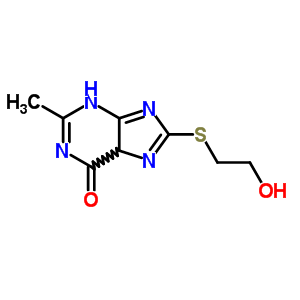 6H-purin-6-one,1,9-dihydro-8-[(2-hydroxyethyl)thio]-2-methyl- Structure,6278-98-4Structure