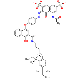 5-(Acetylamino)-3-[[4-[[3-[[[4-[2,4-bis(tert-pentyl)phenoxy]butyl ]amino]carbonyl ]-4-hydroxy-1-naphthyl ]oxy]phenyl ]azo]-4-hydroxynaphthalene-2,7-disulphonic acid Structure,63217-28-7Structure