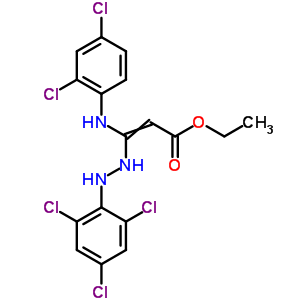 Ethyl 3-[(2,4-dichlorophenyl)amino]-3-[2-(2,4,6-trichlorophenyl)hydrazino]acrylate Structure,63665-92-9Structure