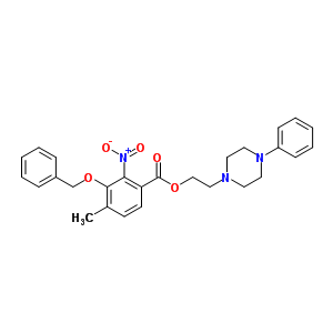 Benzoic acid,4-methyl-2-nitro-3-(phenylmethoxy)-, 2-(4-phenyl-1-piperazinyl)ethyl ester Structure,63879-28-7Structure