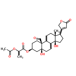 3beta-[2-(乙酰氧基)-1-氧代丙氧基]-5,14-二羟基-19-氧代-5beta-心甾-20(22)-烯内酯结构式_63979-64-6结构式