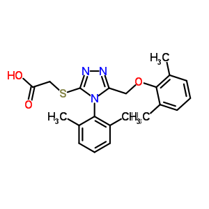 Acetic acid,2-[[5-[(2,6-dimethylphenoxy)methyl]-4-(2,6-dimethylphenyl)-4h-1,2,4-triazol-3-yl]thio]- Structure,64013-65-6Structure