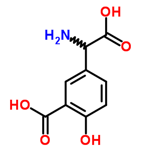 (Rs)-3-羧基-4-羟基苯甘氨酸结构式_64043-84-1结构式