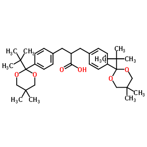 4-[2-(1,1-二甲基乙基)-5,5-二甲基-1,3-二噁烷-2-基]-a-[[4-[2-(1,1-二甲基乙基)-5,5-二甲基-1,3-二噁烷-2-基]苯基]甲基]-苯丙酸结构式_64275-16-7结构式