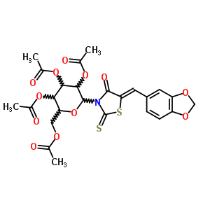 4-Thiazolidinone,5-(1,3-benzodioxol-5-ylmethylene)-3-(2,3,4,6-tetra-o-acetyl-b-d-glucopyranosyl)-2-thioxo- Structure,65562-22-3Structure