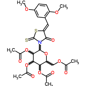 4-Thiazolidinone,5-[(2,5-dimethoxyphenyl)methylene]-3-(2,3,4,6-tetra-o-acetyl-b-d-glucopyranosyl)-2-thioxo- Structure,65562-24-5Structure