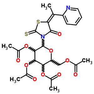 5-[1-(2-吡啶)亚乙基]-3-(2,3,4,6-四-O-乙酰基-b-D-吡喃葡萄糖)-2-硫氧代-4-噻唑啉酮结构式_65562-36-9结构式