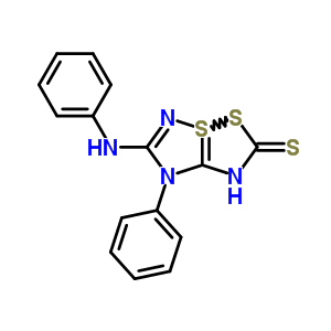 (6z)-1,5,6,7-四氢-7-苯基-6-(苯基亚氨基)-2H-4l4-(1,2,4)噻二唑并(1,5-b)(1,2,4)二噻唑-2-硫酮结构式_67066-05-1结构式