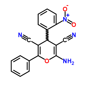 2-氨基-4-(2-硝基苯基)-6-苯基-4H-吡喃-3,5-二甲腈结构式_67720-54-1结构式