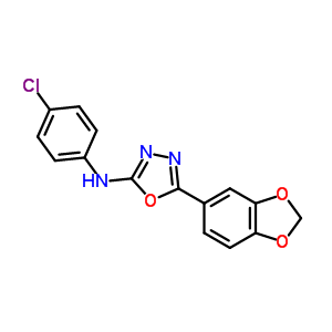 5-Benzo[1,3]dioxol-5-yl-n-(4-chlorophenyl)-1,3,4-oxadiazol-2-amine Structure,67829-28-1Structure