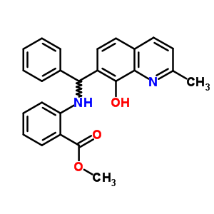 Benzoic acid,2-[[(8-hydroxy-2-methyl-7-quinolinyl)phenylmethyl]amino]-, methyl ester Structure,6964-63-2Structure