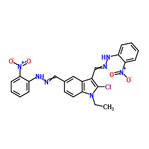 N-[[2-chloro-1-ethyl-5-[[(2-nitrophenyl)hydrazinylidene]methyl]indol-3-yl]methylideneamino]-2-nitro-aniline Structure,70952-01-1Structure