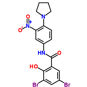 3,5-Dibromo-2-hydroxy-n-(3-nitro-4-pyrrolidin-1-yl-phenyl)benzamide Structure,72670-67-8Structure