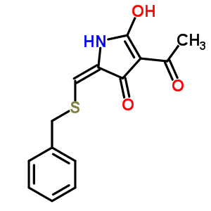 2H-pyrrol-2-one,3-acetyl-1,5-dihydro-4-hydroxy-5-[[(phenylmethyl)thio]methylene]- Structure,731-57-7Structure