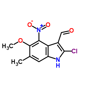 2-Chloro-5-methoxy-6-methyl-4-nitro-1h-indole-3-carbaldehyde Structure,73355-48-3Structure