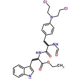 2-[[3-[4-[双(2-氯乙基)氨基]苯基]-2-甲酰胺-丙酰基]氨基]-3-(1H-吲哚-3-基)丙酸乙酯结构式_7409-38-3结构式