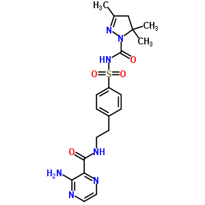 3-氨基-n-[2-[4-[(3,5,5-三甲基4h-吡唑-1-羰基)磺酰基]苯基]乙基]吡嗪-2-羧酰胺结构式_74210-78-9结构式