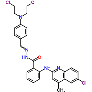 2-[(6-氯-4-甲基-2-喹啉)氨基]-苯甲酸2-[[4-[双(2-氯乙基)氨基]苯基]亚甲基]肼结构式_74459-56-6结构式