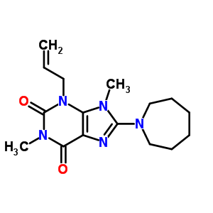 1H-purine-2,6-dione,8-(hexahydro-1h-azepin-1-yl)-3,9-dihydro-1,9-dimethyl-3-(2-propen-1-yl)- Structure,7468-16-8Structure