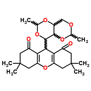 9-(2,6-二甲基四氢[1,3]二噁英并[5,4-d][1,3]二噁英-4-基)-3,3,6,6-四甲基-3,4,5,6,7,9-六氢-1H-氧杂蒽-1,8(2H)-二酮结构式_7512-02-9结构式