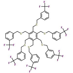 Benzene,1,2,3,4,5,6-hexakis[[[[3-(trifluoromethyl)phenyl]methyl]thio]methyl]- Structure,75155-59-8Structure