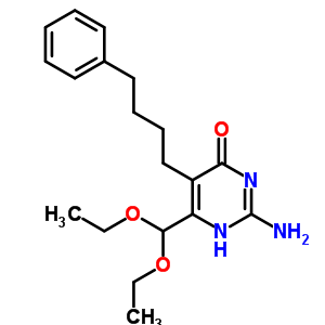 4(3H)-pyrimidinone,2-amino-6-(diethoxymethyl)-5-(4-phenylbutyl)- Structure,7781-11-5Structure