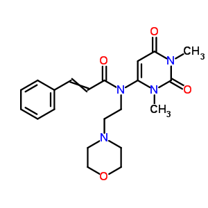 2-Propenamide,n-[2-(4-morpholinyl)ethyl]-3-phenyl-n-(1,2,3,6-tetrahydro-1,3-dimethyl-2,6-dioxo-4-pyrimidinyl)- Structure,78681-07-9Structure