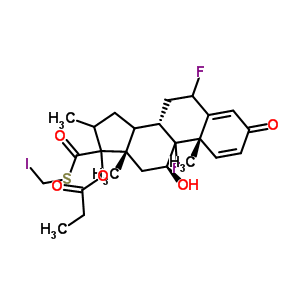 5-碘甲基6alpha,9alpha-二氟-11beta-羟基-16alpha-甲基-3-氧代-17alpha-(丙酰氧基)-雄甾-1,4-二烯-17beta-硫代甲酸酯结构式_80474-67-5结构式