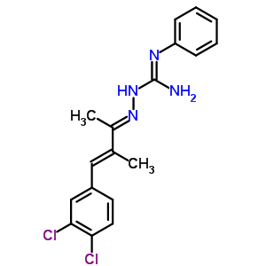 Hydrazinecarboximidamide,2-[3-(3,4-dichlorophenyl)-1,2-dimethyl-2-propen-1-ylidene]-n-phenyl-,hydrochloride (1:1) Structure,81728-17-8Structure