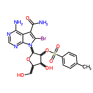 7H-pyrrolo[2,3-d]pyrimidine-5-carboxamide,4-amino-6-bromo-7-[2-o-[(4-methylphenyl)sulfonyl]-b-d-ribofuranosyl]- Structure,83379-26-4Structure