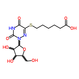 Hexanoic acid,6-[(2,3,4,5-tetrahydro-3,5-dioxo-2-b-d-ribofuranosyl-1,2,4-triazin-6-yl)thio]- Structure,84608-20-8Structure