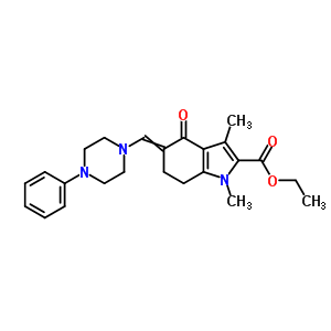 Ethyl 1,3-dimethyl-4-oxo-5-[(4-phenylpiperazin-1-yl)methylidene]-6,7-dihydroindole-2-carboxylate Structure,84990-08-9Structure