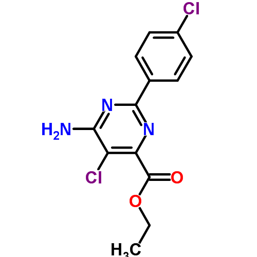 6-氨基-5-氯-2-(4-氯-苯基)-嘧啶-4-羧酸乙酯结构式_858955-37-0结构式