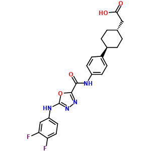 Trans-4-[4-[[[5-[(3,4-difluorophenyl)amino]-1,3,4-oxadiazol-2-yl]carbonyl]amino]phenyl]cyclohexaneacetic acid Structure,892489-52-0Structure