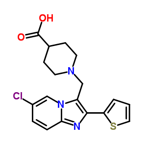 1-(6-Chloro-2-thiophen-2-yl-imidazo[1,2-a]pyridin-3-ylmethyl)-piperidine-4-carboxylic acid Structure,893612-77-6Structure