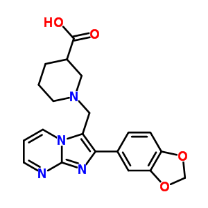 1-(2-苯并[1,3]二氧代-5-咪唑并[1,2-a]嘧啶-3-甲基)-哌啶-3-羧酸结构式_904816-50-8结构式