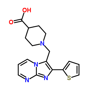 1-(2-Thiophen-2-yl-imidazo[1,2-a]pyrimidin-3-ylmethyl)-piperidine-4-carboxylic acid Structure,904817-43-2Structure