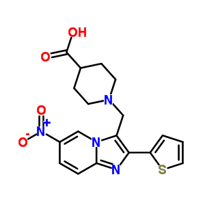 1-(6-硝基-2-噻吩-2-咪唑并[1,2-a]吡啶-3-基甲基)-哌啶-4-羧酸结构式_904817-89-6结构式