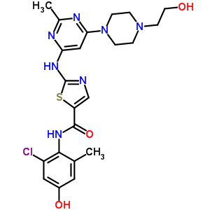 N-(2-氯-4-羟基-6-甲基苯基)-2-({6-[4-(2-羟基乙基)-1-哌嗪基]-2-甲基-4-嘧啶基}氨基)-1,3-噻唑-5-甲酰胺结构式_910297-57-3结构式