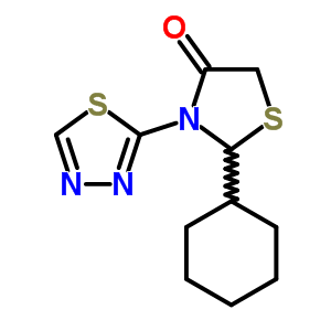 4-Thiazolidinone,2-cyclohexyl-3-(1,3,4-thiadiazol-2-yl)- Structure,91260-02-5Structure