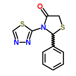 2-苯基-3-(1,3,4-噻二唑-2-基)噻唑啉-4-酮结构式_91260-03-6结构式