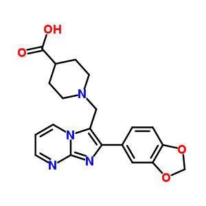 1-(2-苯并[1,3]二氧代-5-咪唑并[1,2-a]嘧啶-3-甲基)-哌啶-4-羧酸结构式_912770-72-0结构式