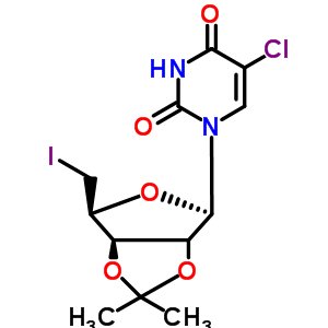 5’-脱氧-5’-碘-2’,3’-O-异亚丙基-5-氯尿苷结构式_94048-47-2结构式